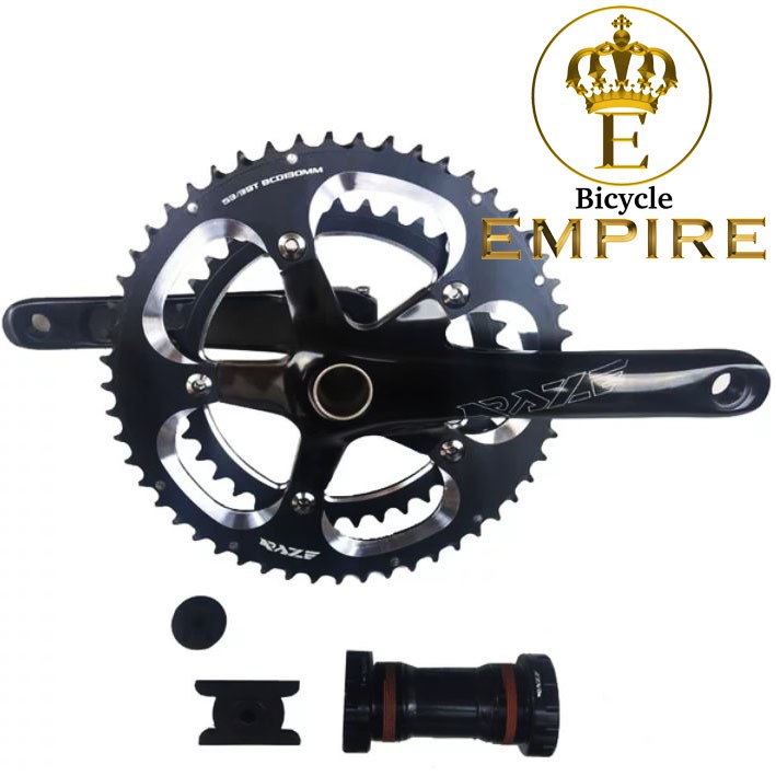 Crank Set Raze HT2 Hollowtech 2 Double Speed 53-39T BCD 130 Folding Bike Bicycle Empire