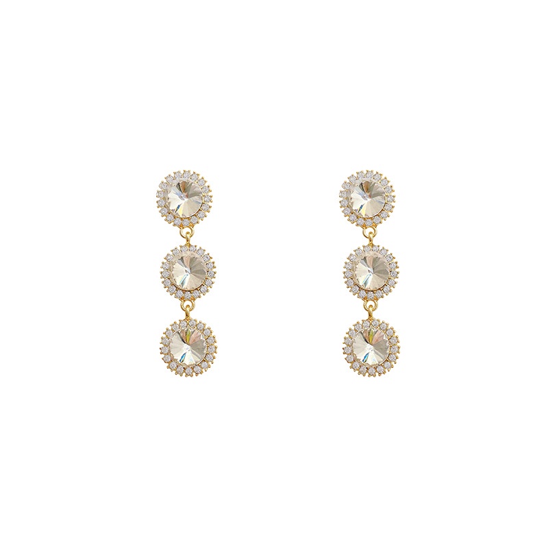 Anting Tusuk Gantung Bahan Sterling Silver 925 Desain Geometri + Mutiara + Berlian Imitasi Untuk Wanita