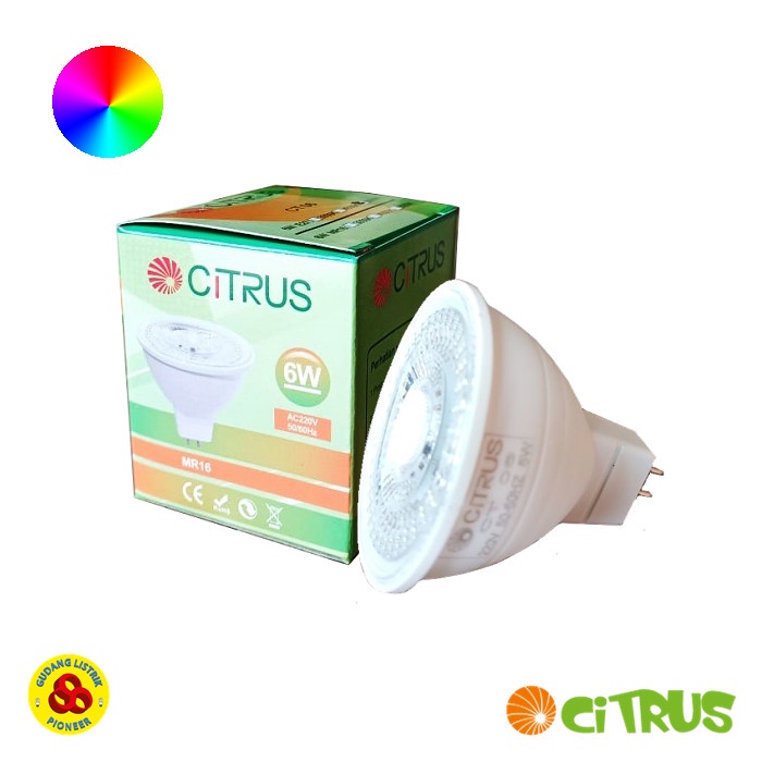 Citrus Lampu LED MR16 6W RGB 220V AC LED Halogen Multicolor Tusuk