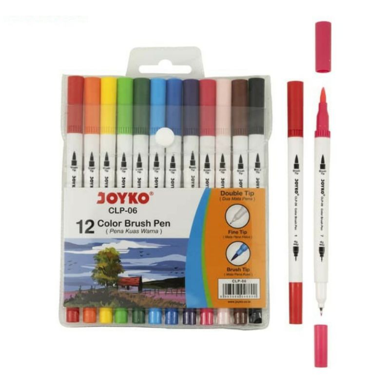 Pulpen Kuas Warna Joyko/Color Brush Pen CLP-06 12 Warna