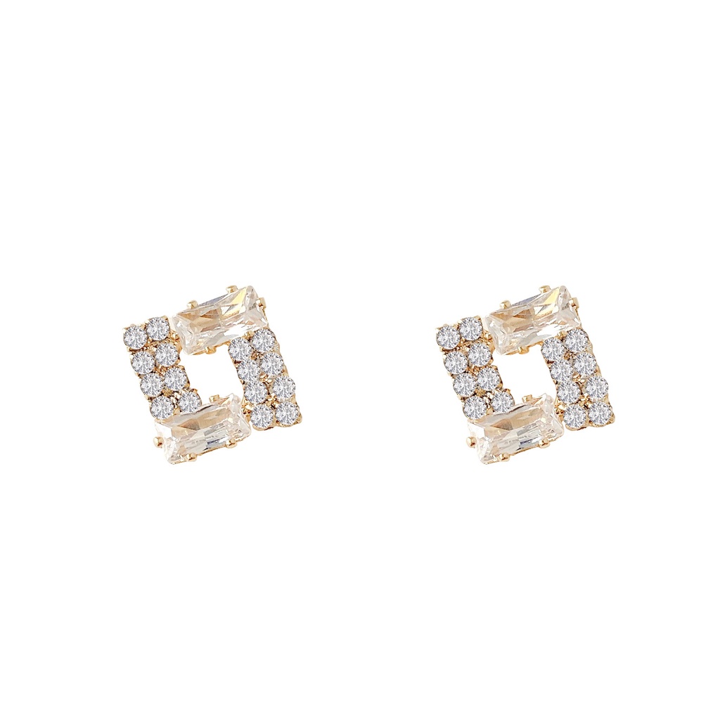 Anting Tusuk Sterling silver 925 Desain Geometri Hias Zircon Untuk Wanita