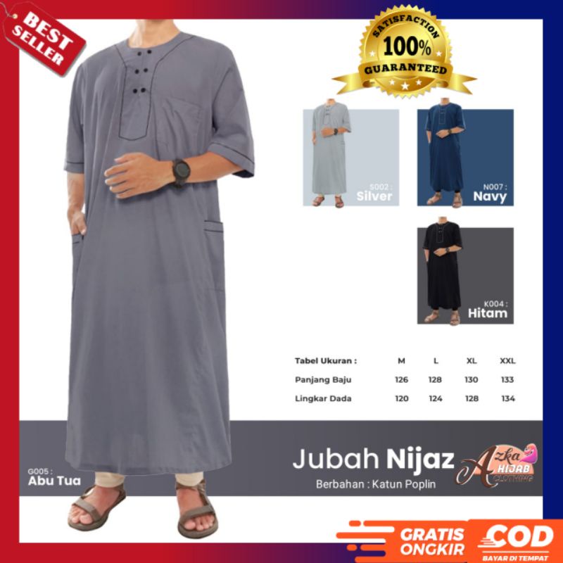 JUBAH NIJAZ / JUBAH PRIA DEWASA /JUBAH PRIA / BAJU MUSLIM / BAJU GAMIS PRIA / GAMIS PRIA