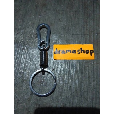 Gantungan Kunci ganci kait per quick release Besi Single Ring dengan per