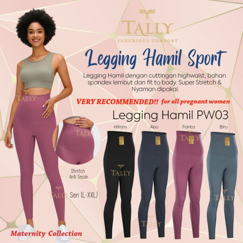 TALLY LEGGING HAMIL PW03 | BAHAN SPANDEX LEMBUT FIT TO BODY | MATERNITY COLLECTION | FREE SIZE