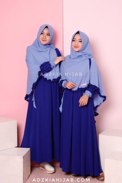 Set Gamis Aira Biru Elektrik by adzkia hijab syar'i