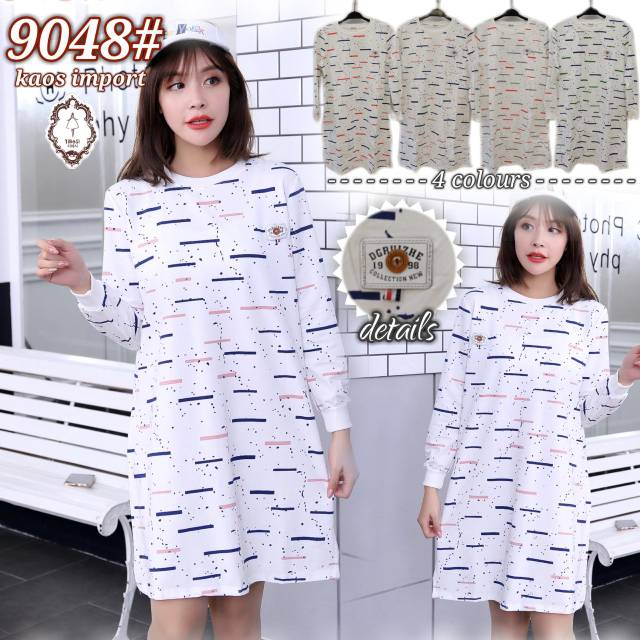  Tunik  Kaos  Import Putih  Stripe Merk TIBESI Shopee Indonesia