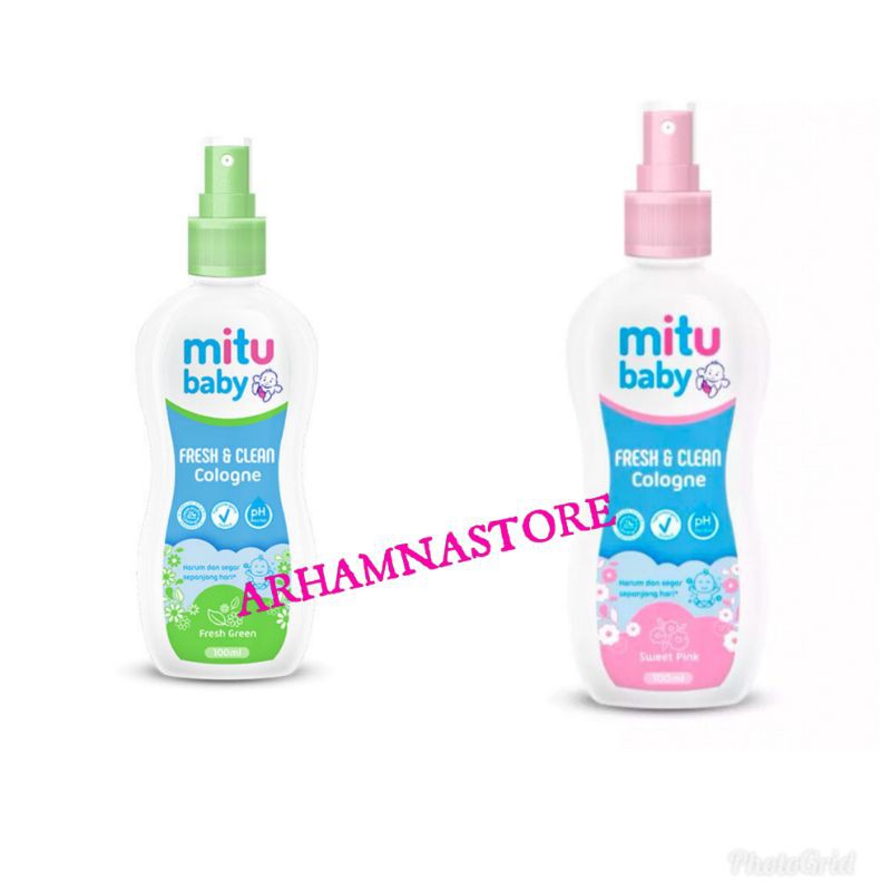 MITU Baby Cologne Botol 50ml/100 ml Sweet Pink/Fresh Green