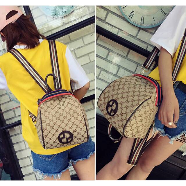 TAS TWO WAYS HANDLE GUCCI RANSEL BACKPACK SELEMPANG IMPORT BAG WANITA REMAJA KOREA MURAH