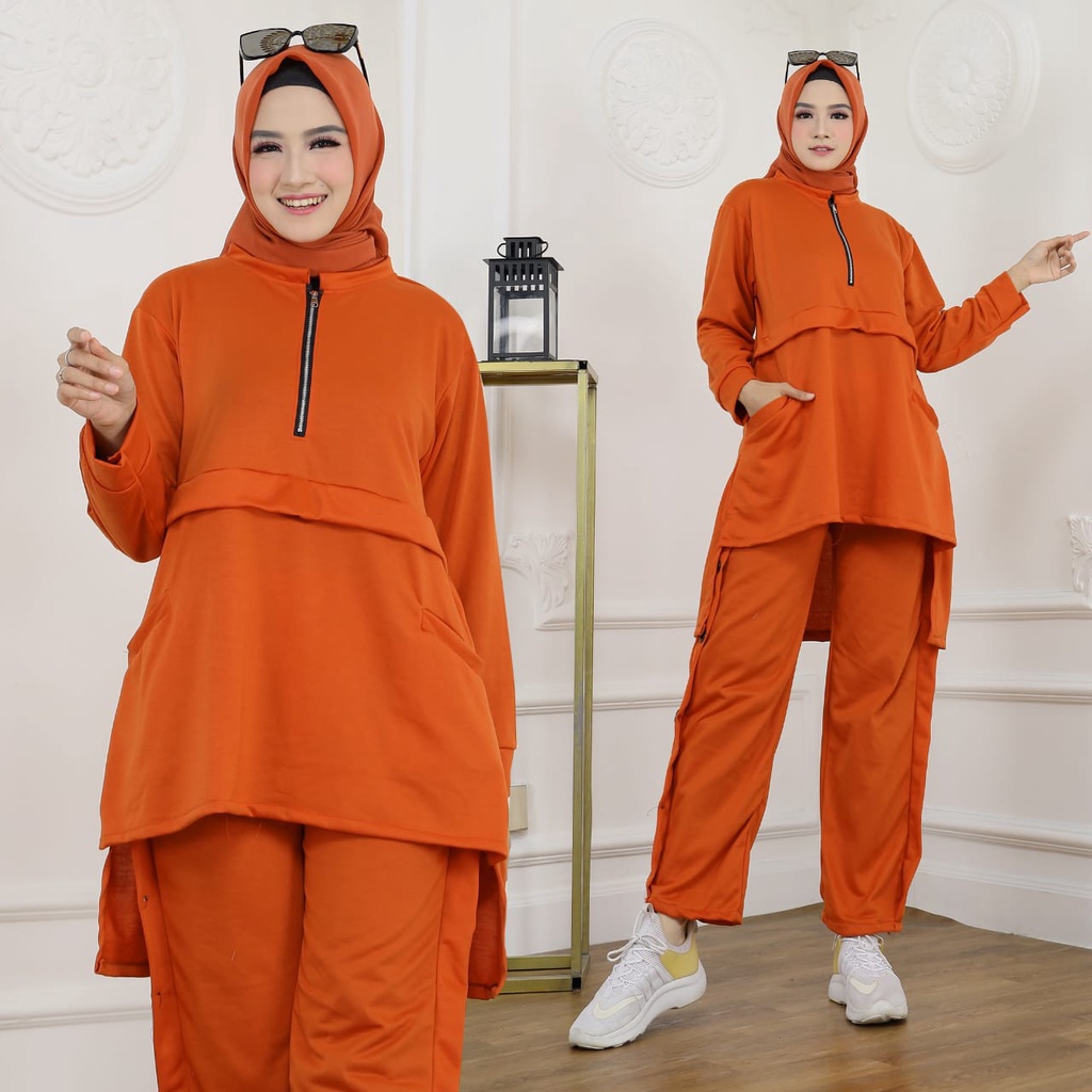 HOPYLOVY - Setelan Jumbo XL Wanita bahan Babyterry Hana Set