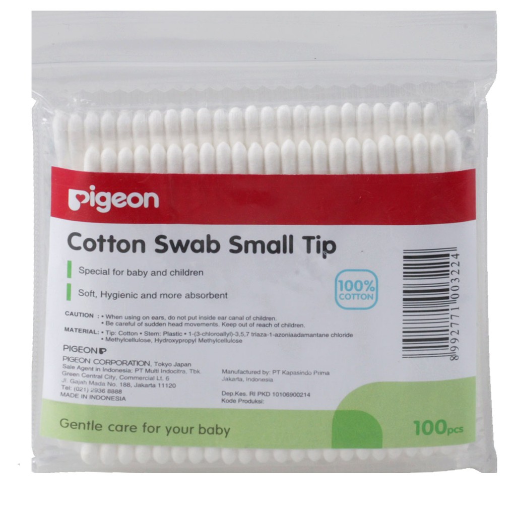 Pigeon Small Tip Swab Cotton Bud Baby Korek Kuping Kapas Anak Bayi / Pembersih Telinga isi 100pcs