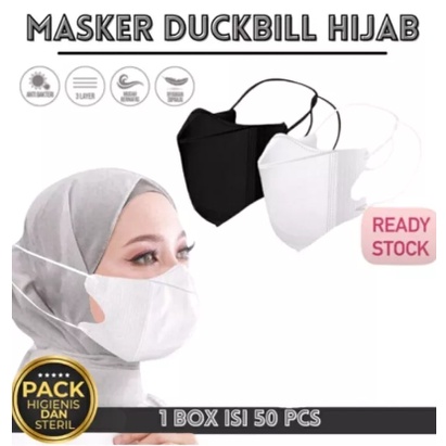 MASKER DUCKBILL GARIS  HIJAB ALKINDO DAN WARNA /DUCKBILL HIJAB WARNA PASTEL/ MASKER HIJAB/DUKBILL HIJAB