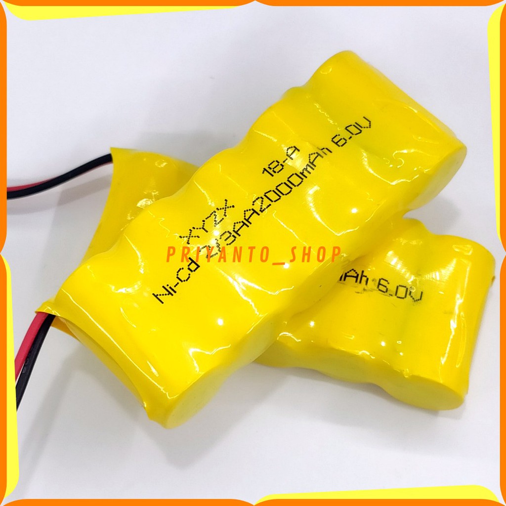 Baterai Bateray RC Ni-Cd 2/3 AA2000mAh 6.0V Socket Hitam isi 5