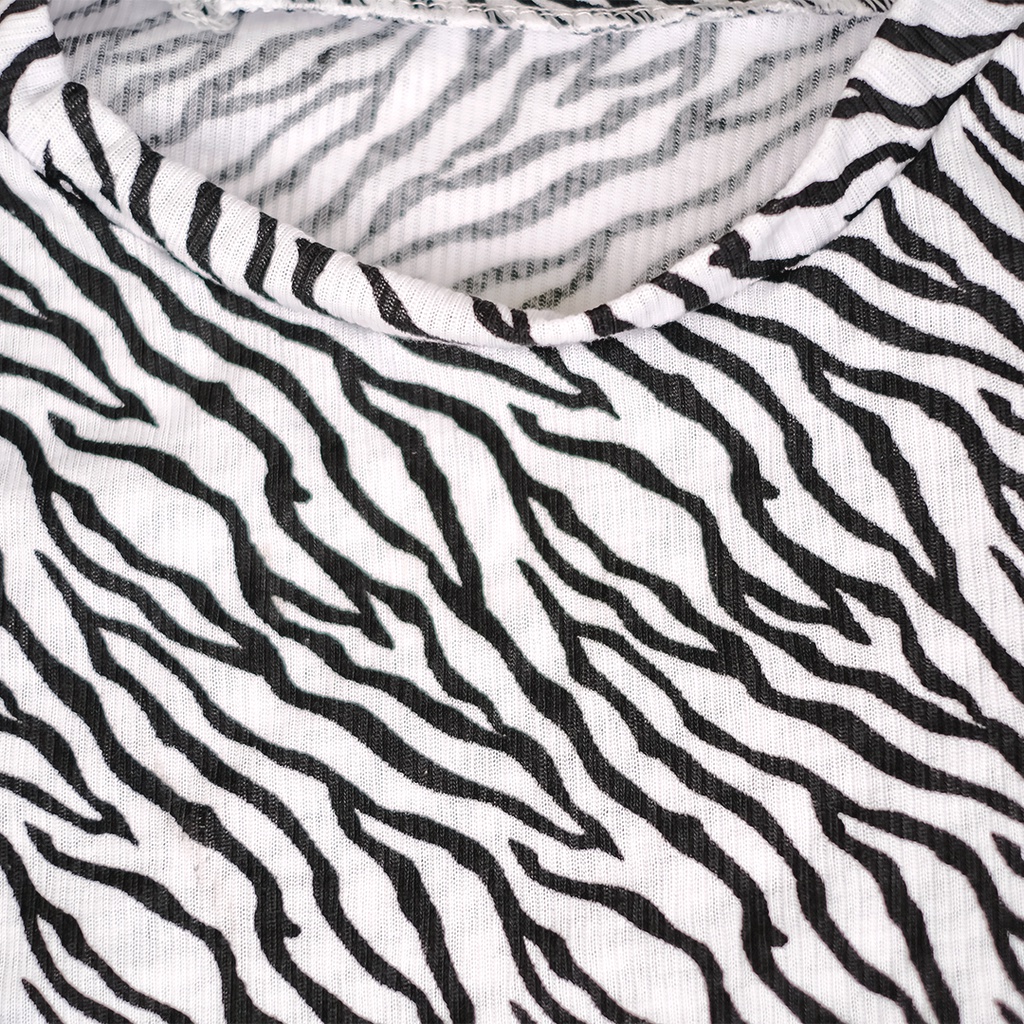 Tq88indonesia Fashion Baju Atasan Wanita Lengan Panjang Crop BLASTER ZEBRA RIB / Busana Santai Cewek / Ootd / Outfit / Outfit