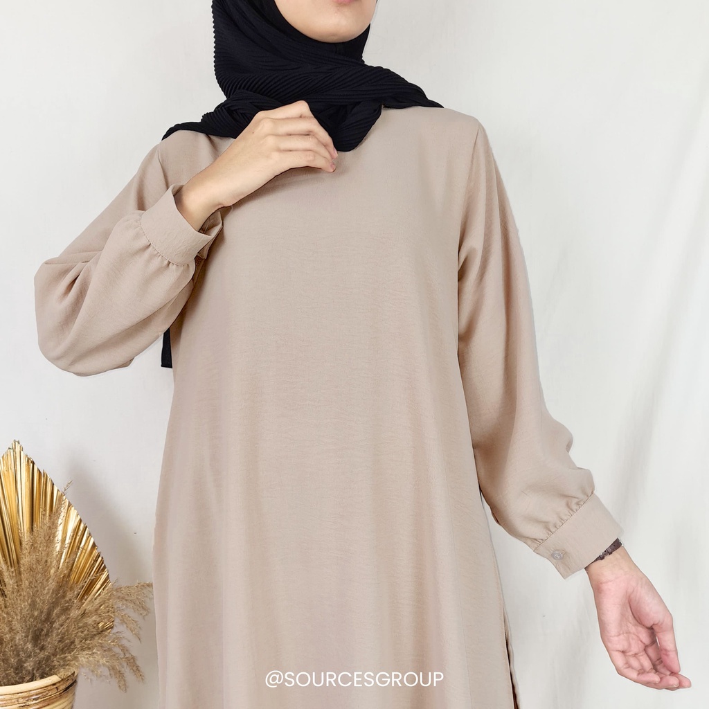 GRISYA DRESS TUNIK CRINKLE AIRFLOW / TERBARU TUNIK ATASAN MUSLIM TERLARIS /RESLETING DEPAN BUSUI/OOTD HIJAB STYLE