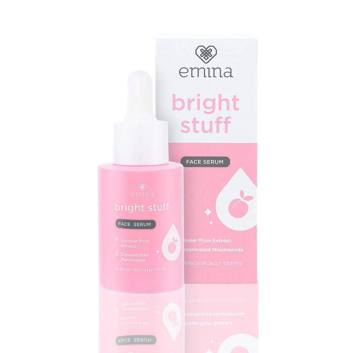 PAKET Glowing  EMINA  BRIGHT STUFF 4PCS/ PERAWATAN WAJAH [ FACE WASH 50 ML / TONER 50 ML / SERUM 30 ML / MOISTURIZER 20 ML ] ORIGINAL 100%