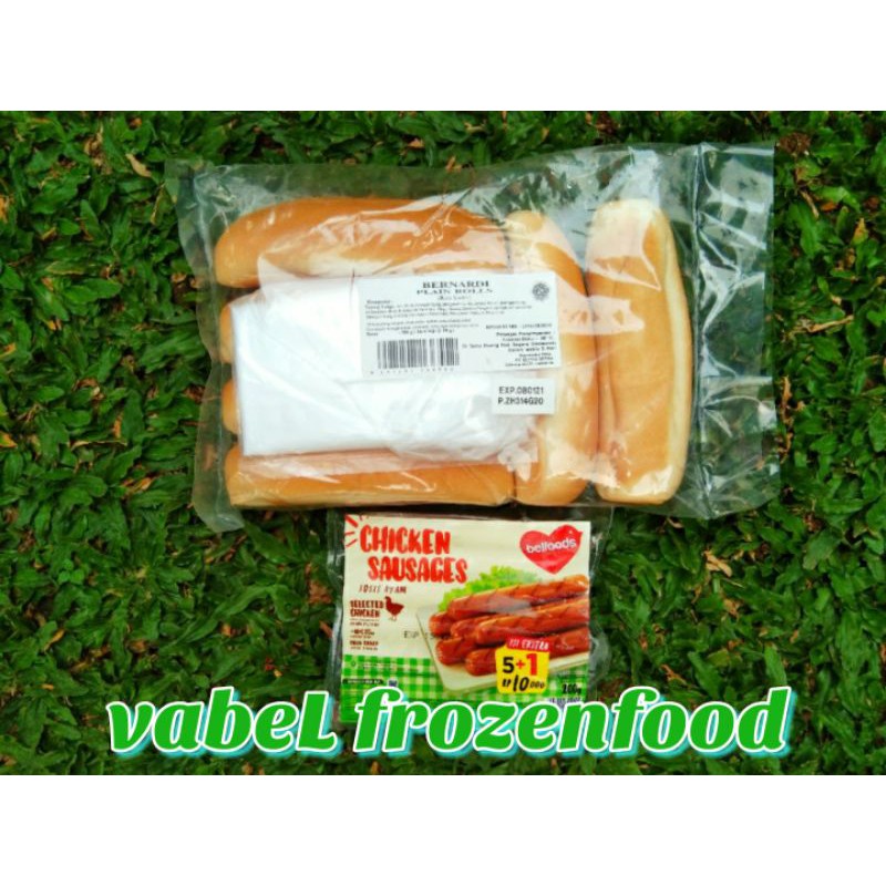 

Paket roti hotdog isi 6 + sosis isi 6