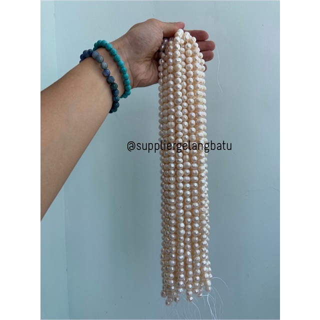 Bahan Mutiara Air Tawar Barok / Baroque PUTIH 10 x 16mm Bulat pearl