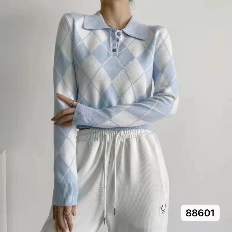 Kora Sweater Polo Top - Korean Knit Top - Atasan Rajut Import Polo Wanita TM (88601)