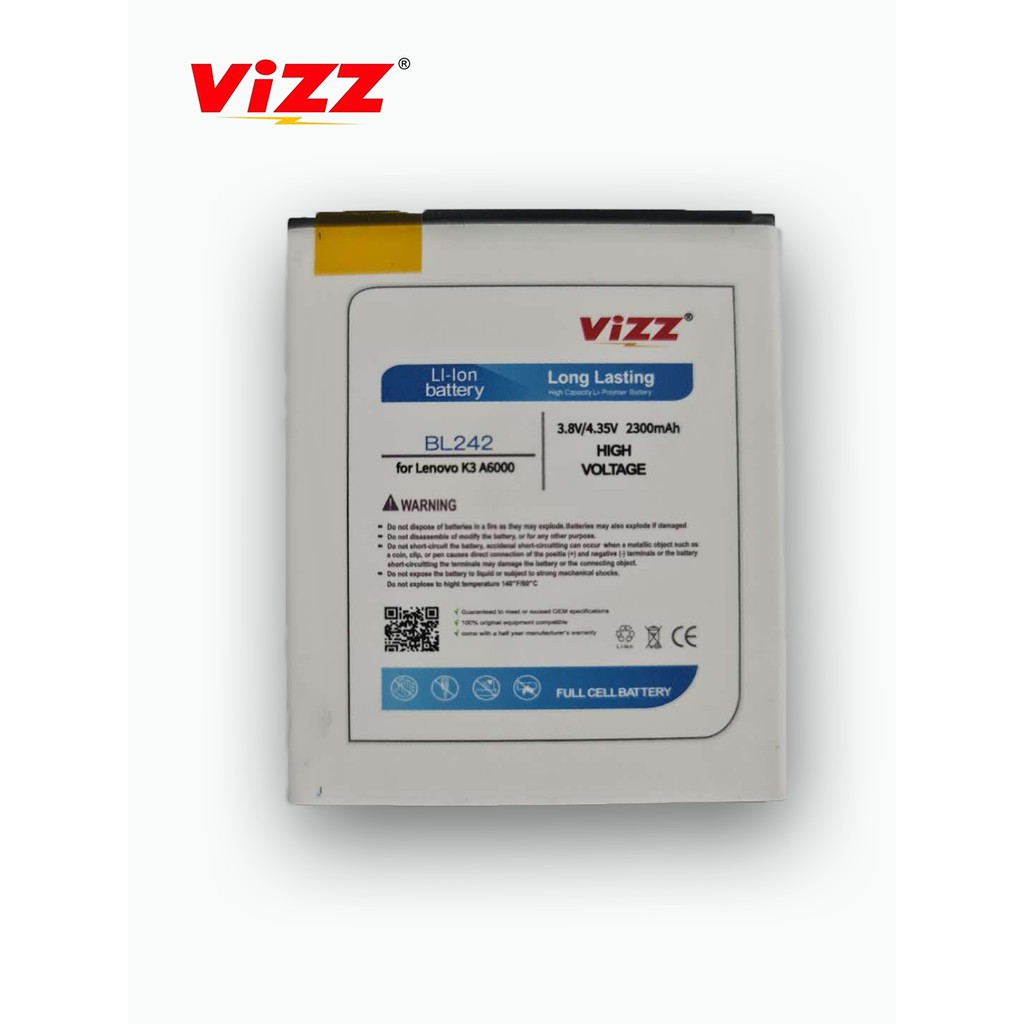 Vizz Baterai Lenovo BL242/A6000/K3/Vibe K5 Plus/BL259/a6600 Original BATRE