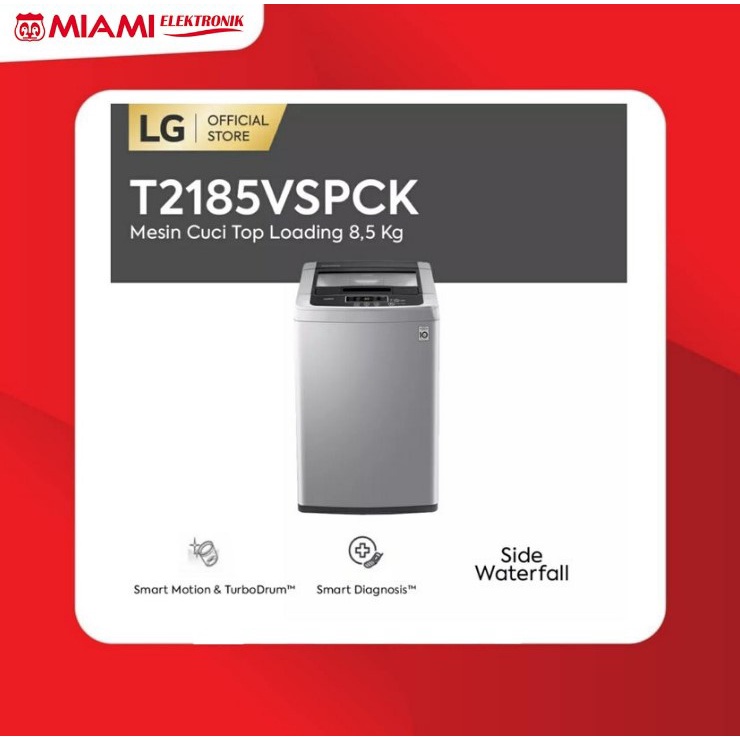 Mesin Cuci LG 8.5kg T2185VSPCK / Top Loading - Smart Inverter + Turbo Drum