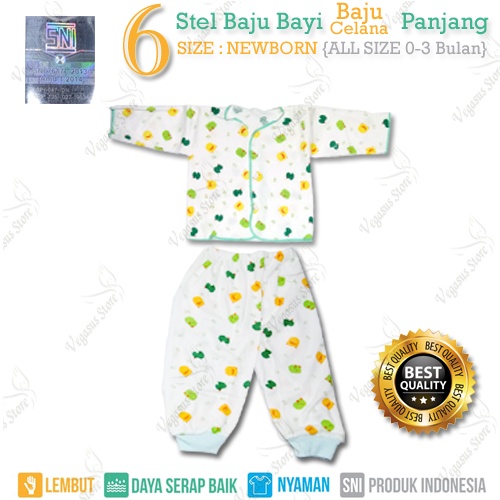 3-6 Set Baju Lengan Panjang Bayi &amp; Celana Panjang Bayi Shankusen Newborn(0-6Bulan) - 3-6Pasang-Vega5us Store(COD)