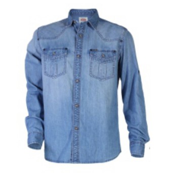 GABRIELLE Kemeja Denim Washing Lengan Panjang Slim Fit Pria / Baju Cowok Casual kotak