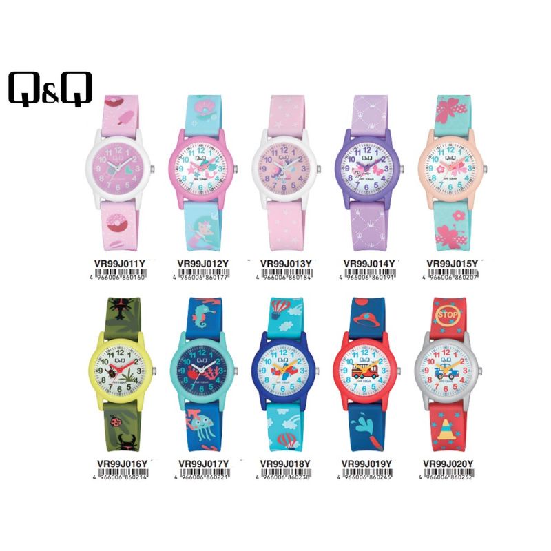 Q&amp;Q QNQ QQ ORIGINAL RUBBER BAND VR99J011-020Y Ready Jam Tangan Anak Anti Air CHEERFULL STYLE