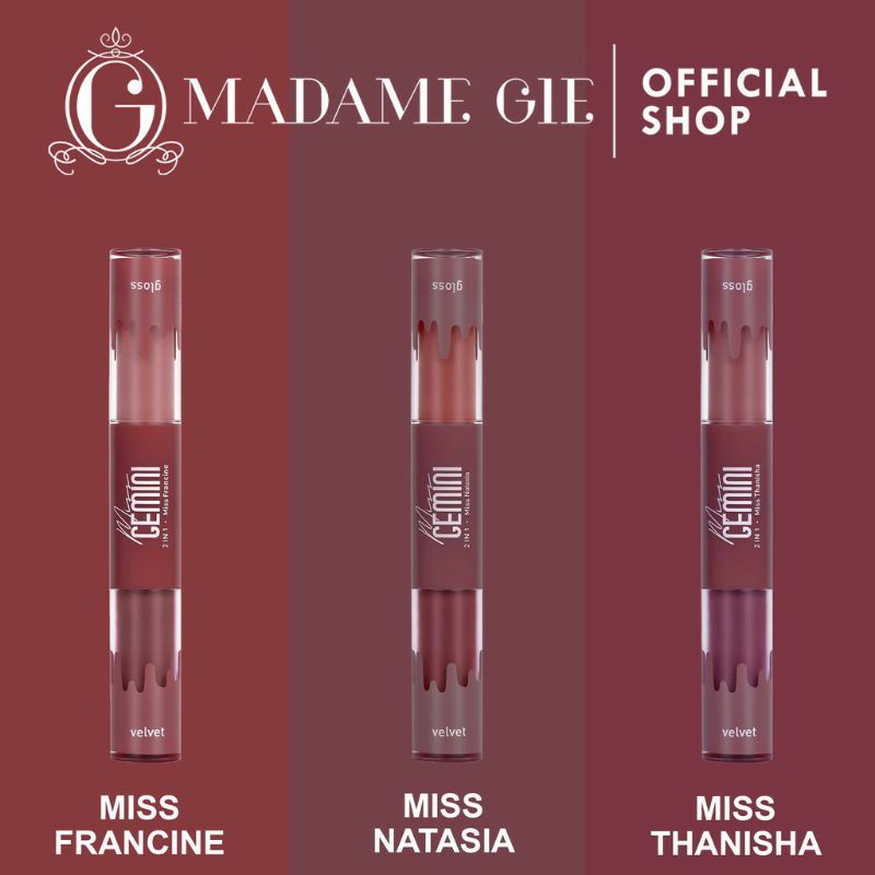 MADAME GIE Miss Gemini 2 in 1 Gloss n Velvet - Make Up Lipstick