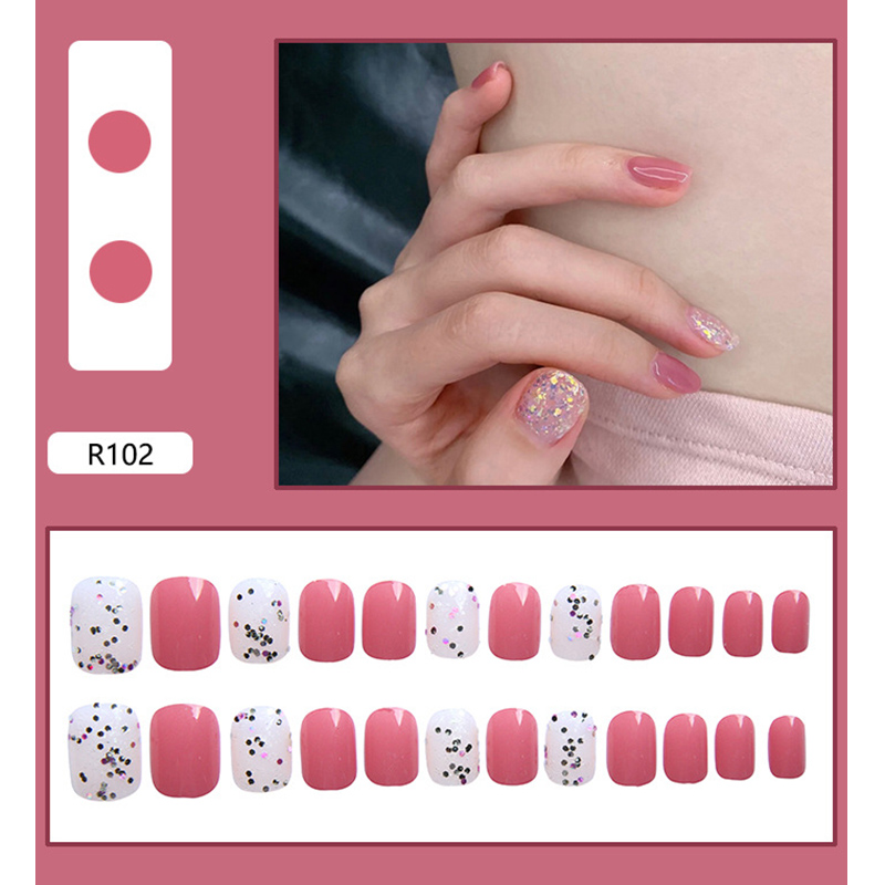 R101-r120 24pcs / Kotak Kuku Palsu Full Cover Untuk Nail Art