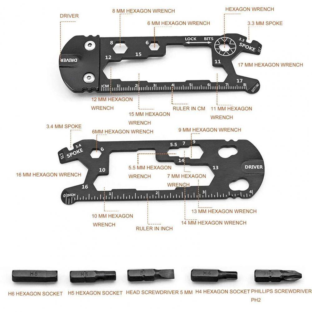 Lanfy Obeng Stainless Steel Sepeda Gunung Bersepeda Outdoor Tools Bicycle Repair Tool Multi-Fungsi Kunci Pas Penggaris