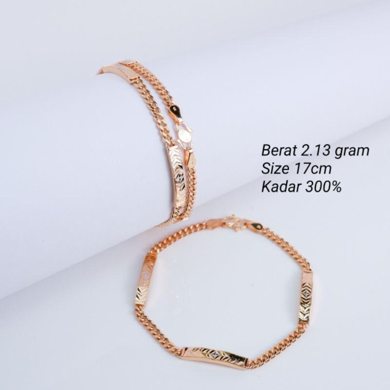 Gelang rante plat emas asli 375%/8K/30%/6k