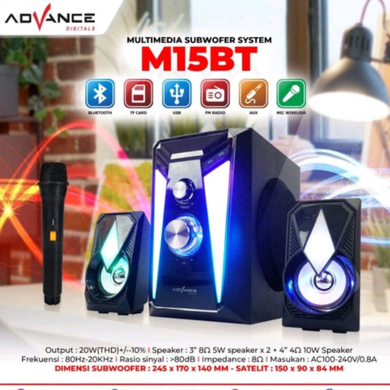 Advance Speaker Aktif Multimedia 2.1 Bluetooth Subwoofer M15BT