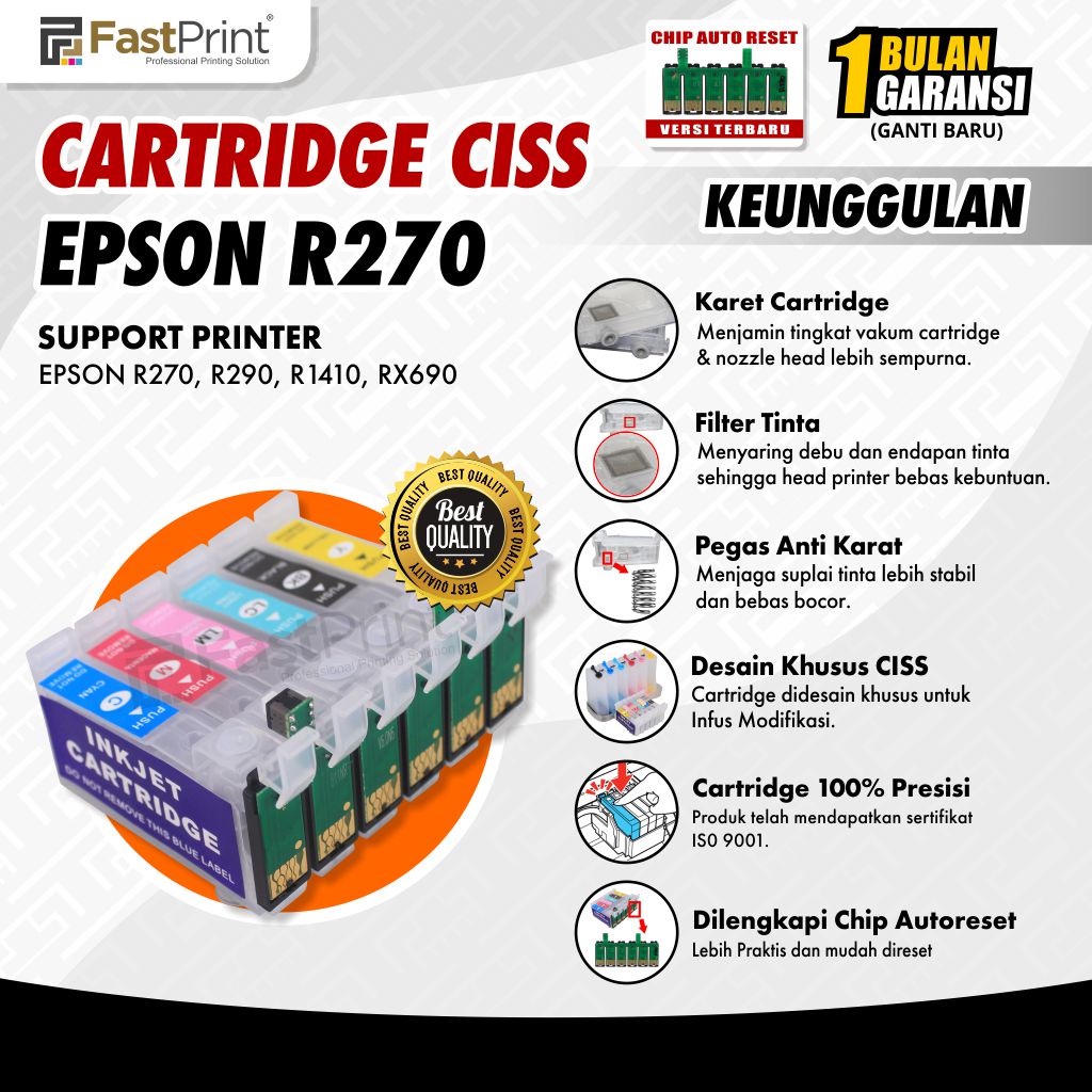 Cartridge CISS Epson R270 R290 R1410 RX690 1 Set