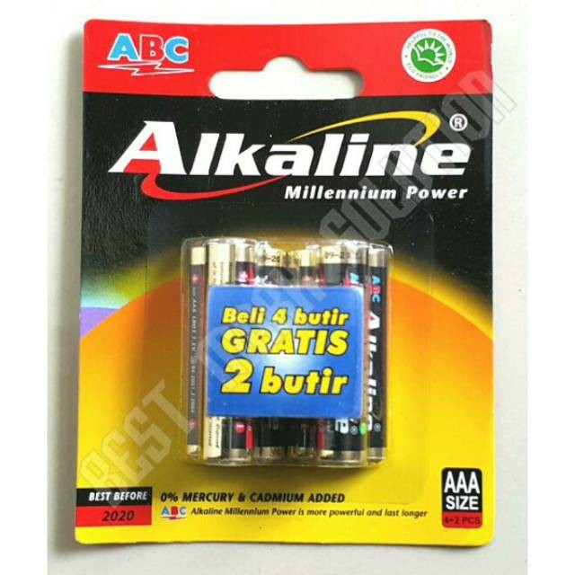 Batu Baterai Alkaline ABC / Battery AAA - 6 Pcs - Beli 4 Gratis 2 Pcs