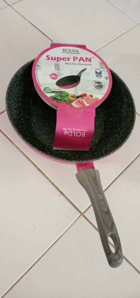 Wok ( Wajan ) 28 Cm, Granite Blackpink Original Bolde