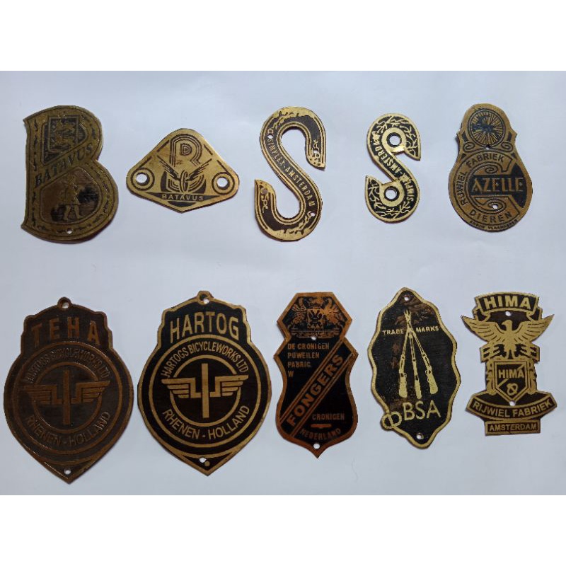 Emblem sepeda onthel, logo, plat, sepeda jadul, aksesoris sepeda onthel