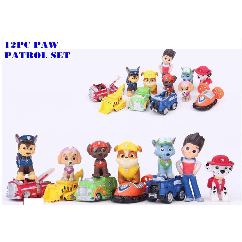 【Ready Stock！！！】12pcs Topper Kue Figure Paw Patrol Chibi Set