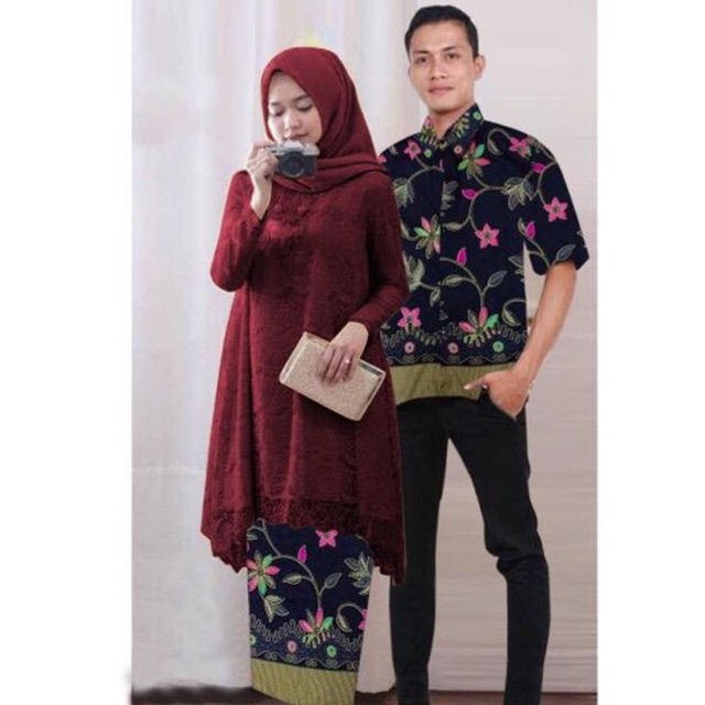 6 wrna JC Cp Tunik sofie / Couple Tunik Safitri / Baju pasangan batik kebaya