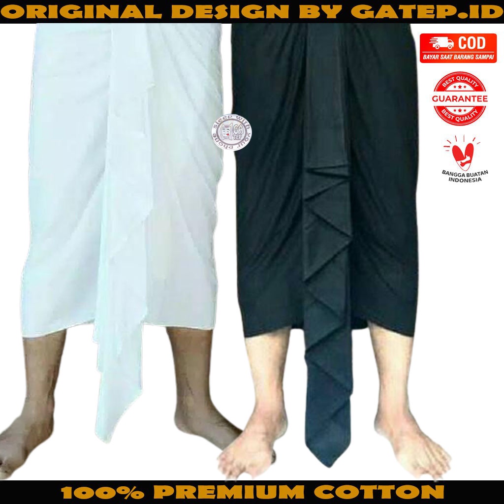 Kamen Bali Lembaran Pria Wanita Putih Hitam Polos Kain Rayon Bali Polos Setengah Jadi