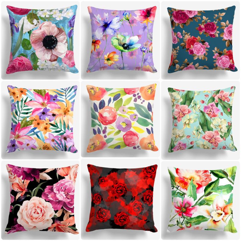 BANTAL SOFA PRINT MOTIF FLORAL BUNGA FLOWER FRESH NEW 40X40 CM