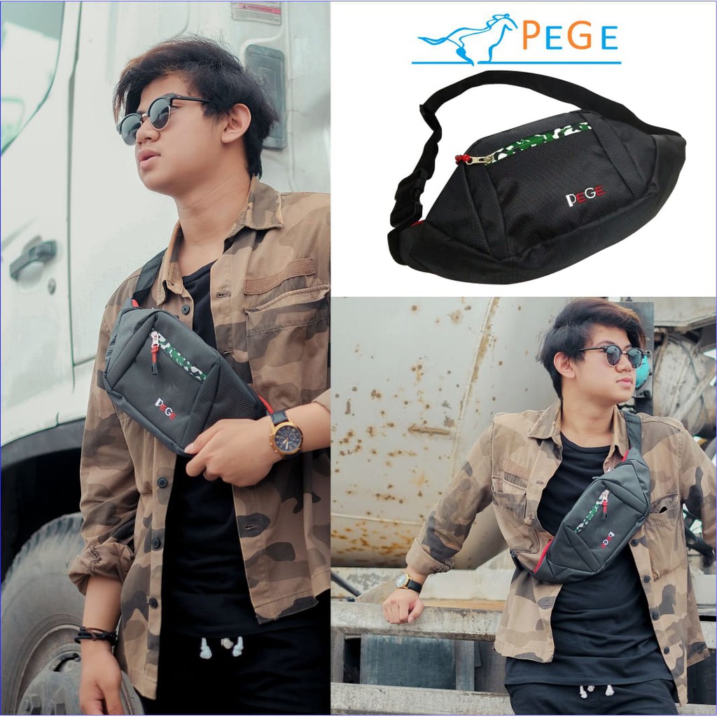 PG 8807 - Tas slempang Waistbag Pria waisbag selempang Pinggang Bahan Kuat Import Waterproff