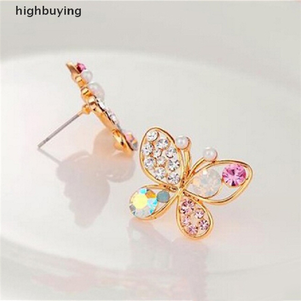 Hbid Anting Tusuk Model Kupu-Kupu Hollow Dengan Kristal Berlian Imitasi Untuk Wanita