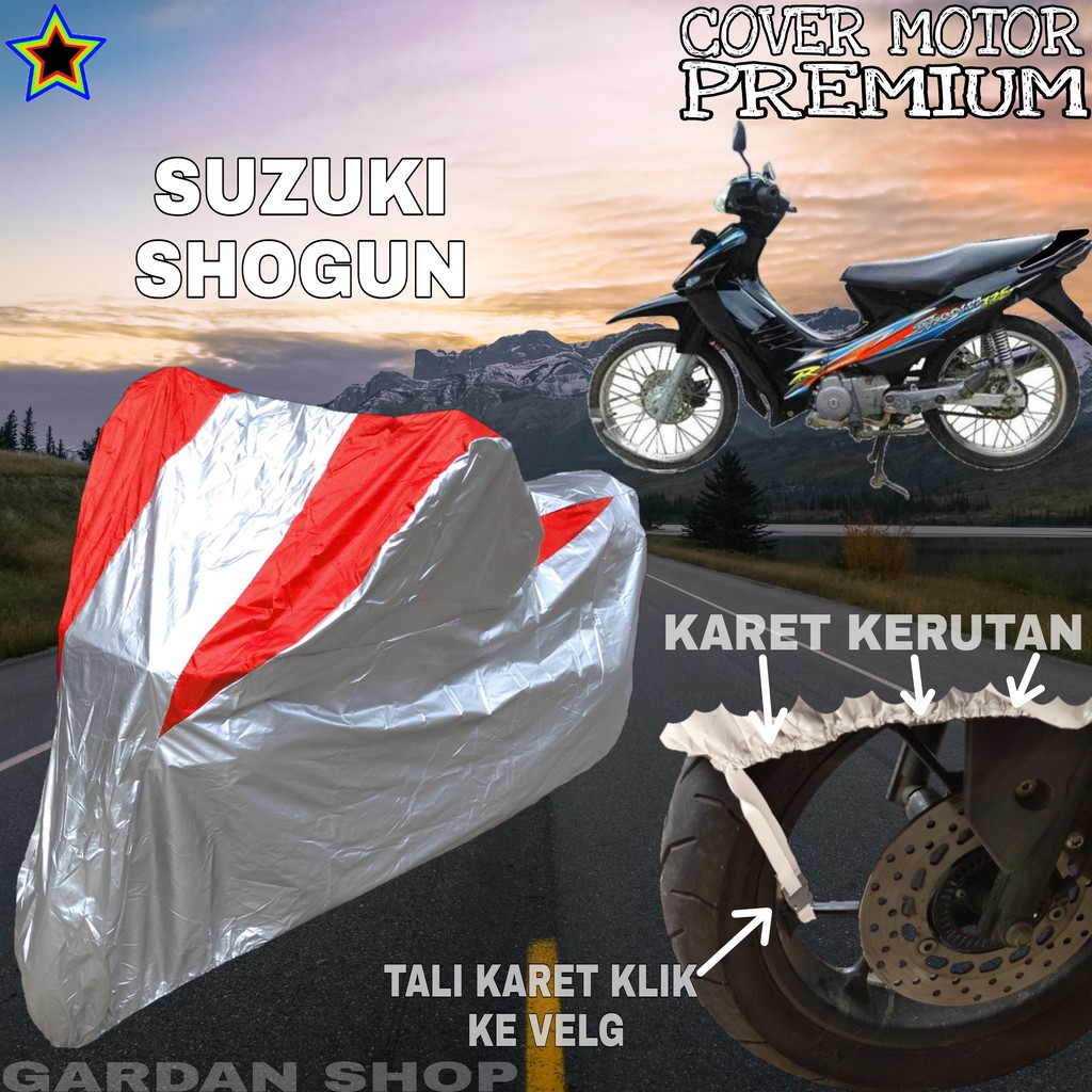Sarung Motor SUZUKI SHOGUN Silver MERAH Body Cover Penutup Motor Suzuki Shogun PREMIUM
