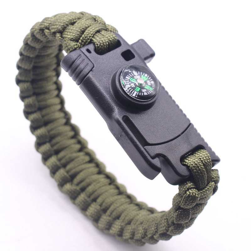 Gelang Kompas Pisau Outdoor Survival Bracelet / Survival Kit jam Tangan Kompas /  Gelang Bertahan Hidup / Gelang Multifungsi  Mendaki Outdoor Luar Ruangan / Gelang Berkemah Peralatan Darurat Tali Penyelamatan Kompas / Gelang Adventure Murah Original