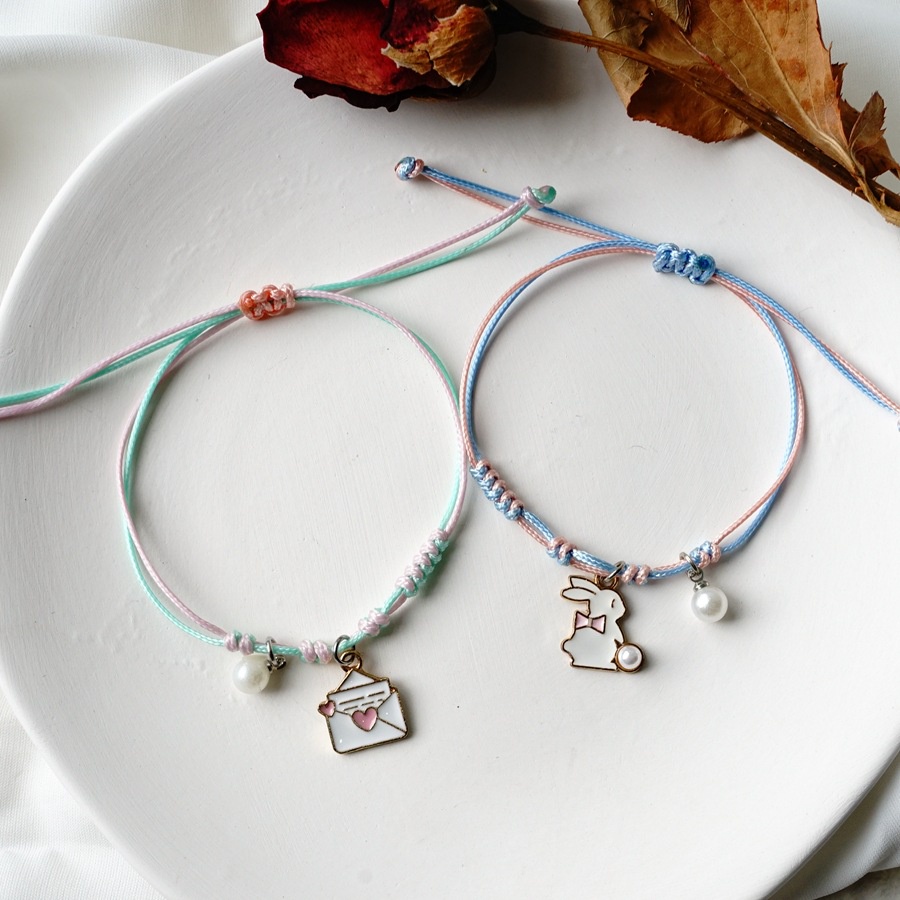 [Big Sale]1 Pcs Gelang Wanita Korea Gelang Couple Sahabat Manik Tali  Braided Bracelet/Friendship Adjustable Fashion Aksesoris-6