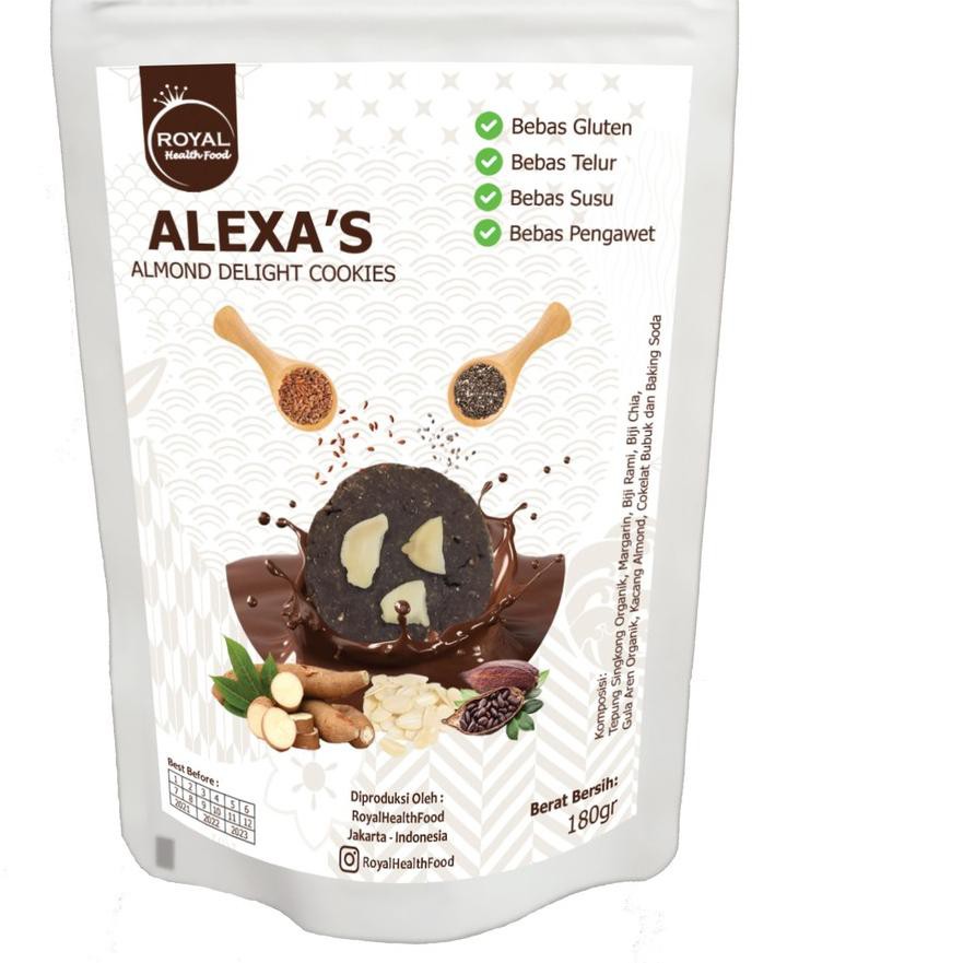 

GROSIR!!! RoyalHealthFood ALEXA's Almond Delight Cookies 180 Gram Gluten Free MURAH