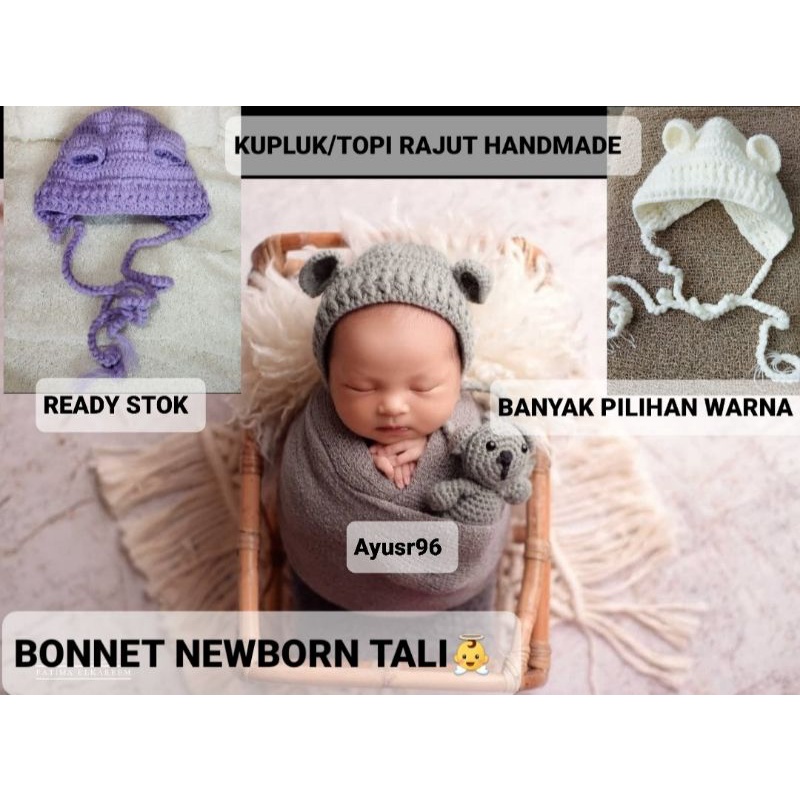 Topi Kupluk Rajut Casual Handmade kupluk Bonnet Ruffle Topi Bonet Bayi Rajut Anak Bonnet Newborn