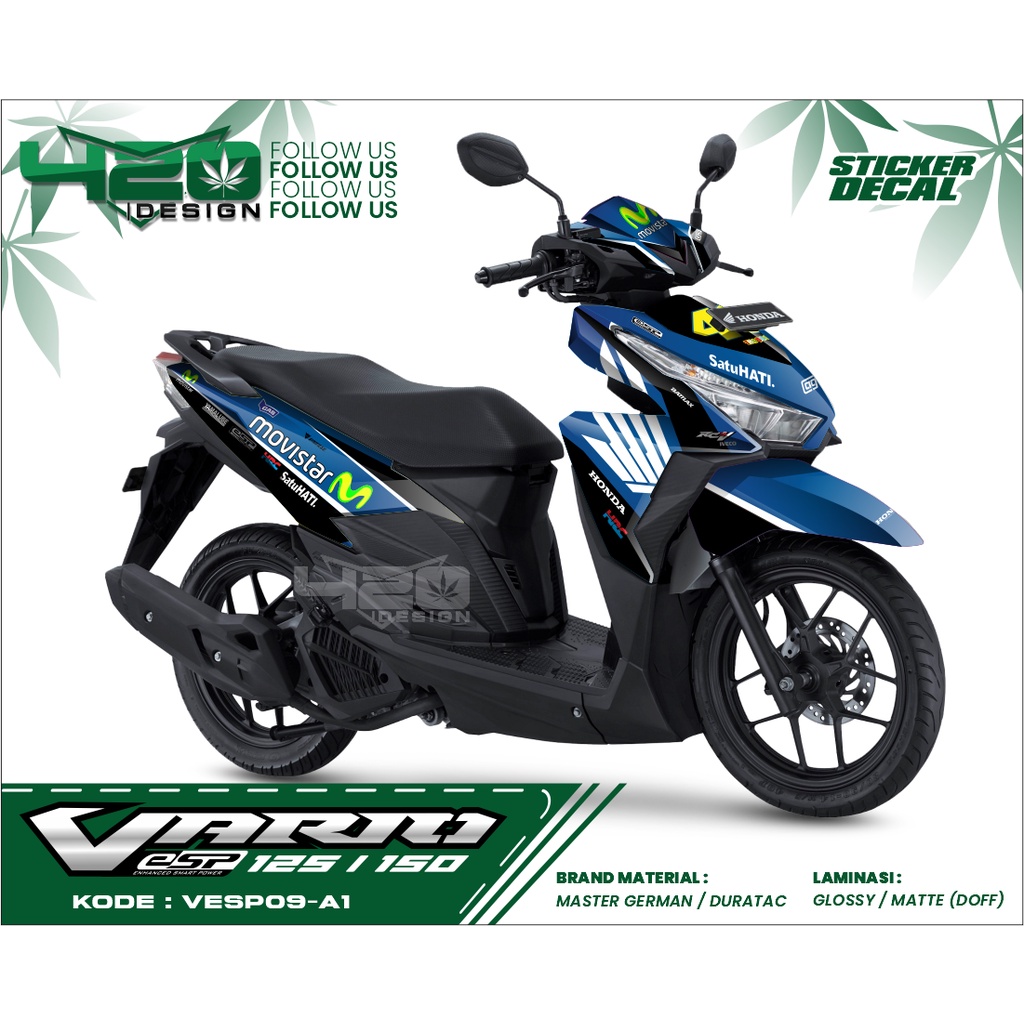 [NEW] Decal Full Body HONDA VARIO 125/150 ESP Racing Biru - Dekal Stiker Motif Keren VARIO 125/150 E
