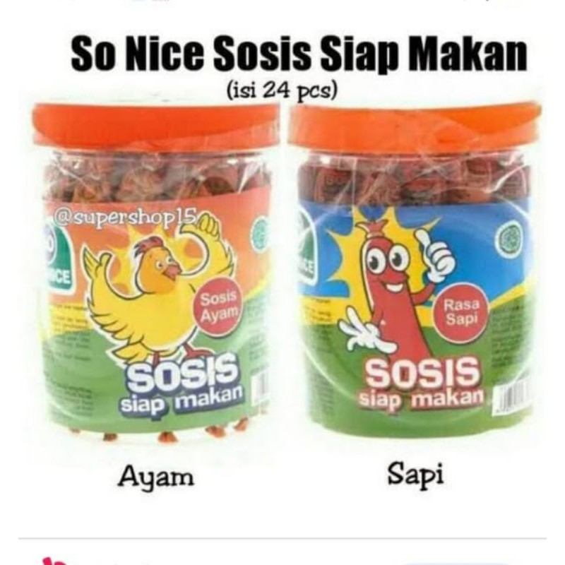 

So Nice sosis siap Makan Ayam &Sapi isi 24