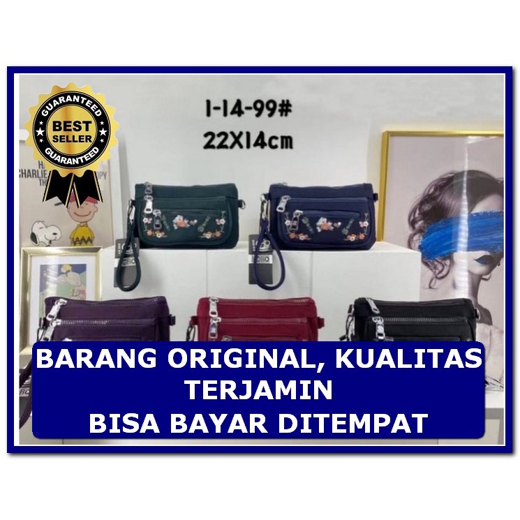 Waistbag Wanita Branded Coach Signature Brown Leather AD756 Pouch/Tas  Bobo Bordir Bunga 3Sleting 2T